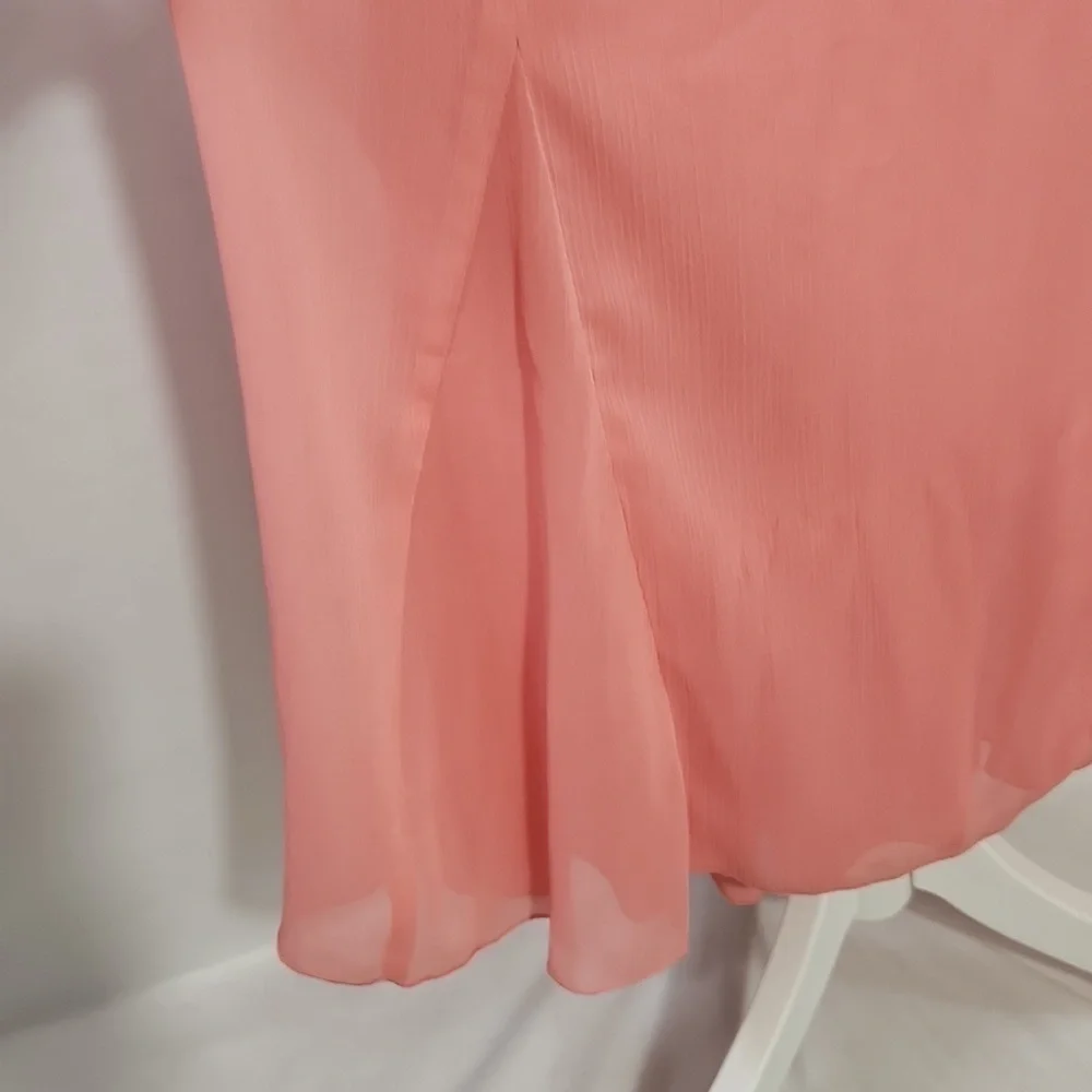 New York City Design Co SZ 5X Pink Lined Pleat Elastic Waist Chiffon Flowy Skirt